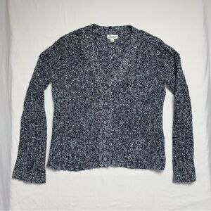 Vintage Gray Marbled Flecked Cozy Cardigan Sweater Womens Small 6 Grandpa Granny